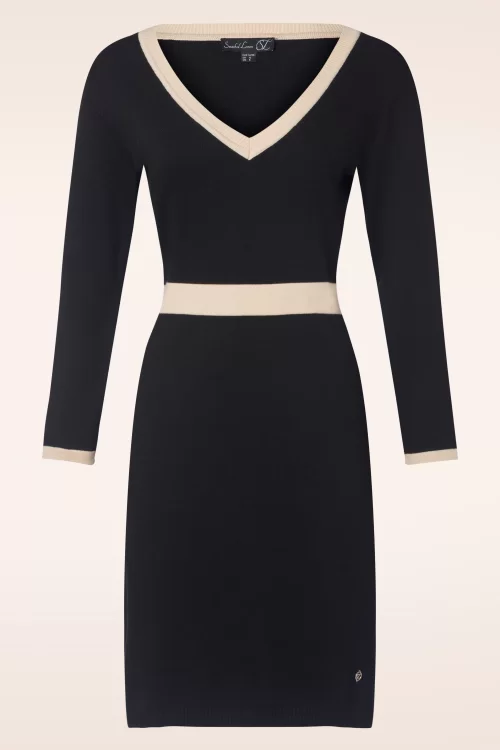 Smashed Lemon Maya gebreide jurk in zwart en zand
