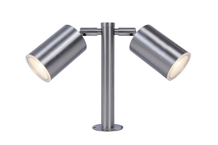 Balise à piquer double Candiac LED intégrée 760lm IP44 GoodHome chrome