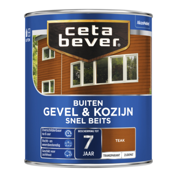 CetaBever Snelbeits Gevel & Kozijn zijdemat transparant teak 750 ml