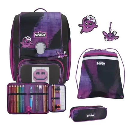 Scout Schulranzen-Set Genius Set Movie Star Pink Pixel, 5-teilig