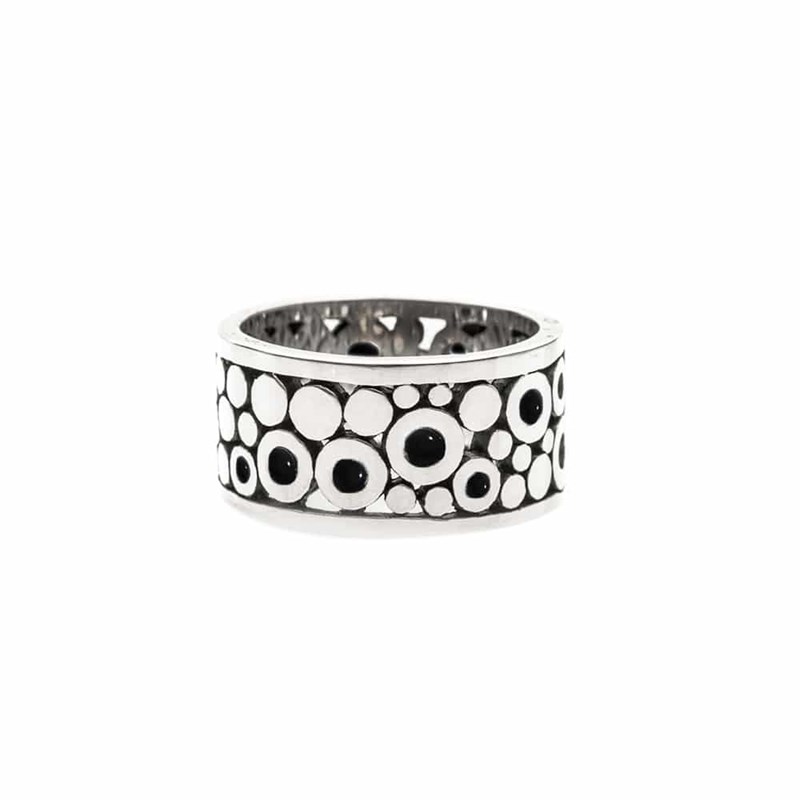 Bague Homme Cercles Argent Et Pierre Onyx