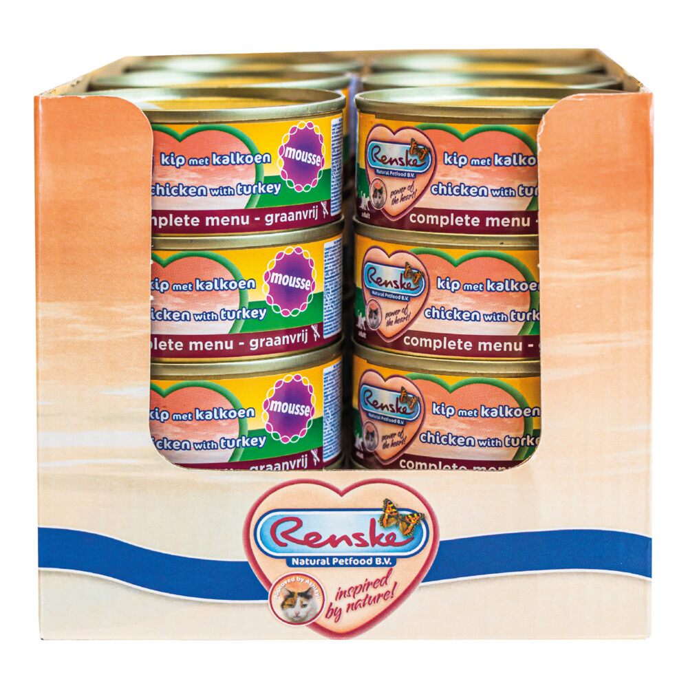 24x Renske Kattenvoer Mousse Kip - Kalkoen70 gr