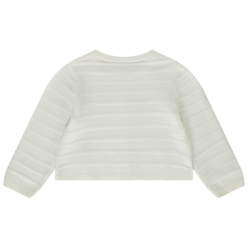 Gilet en tricot ajouré pour bébé fille - Ecru