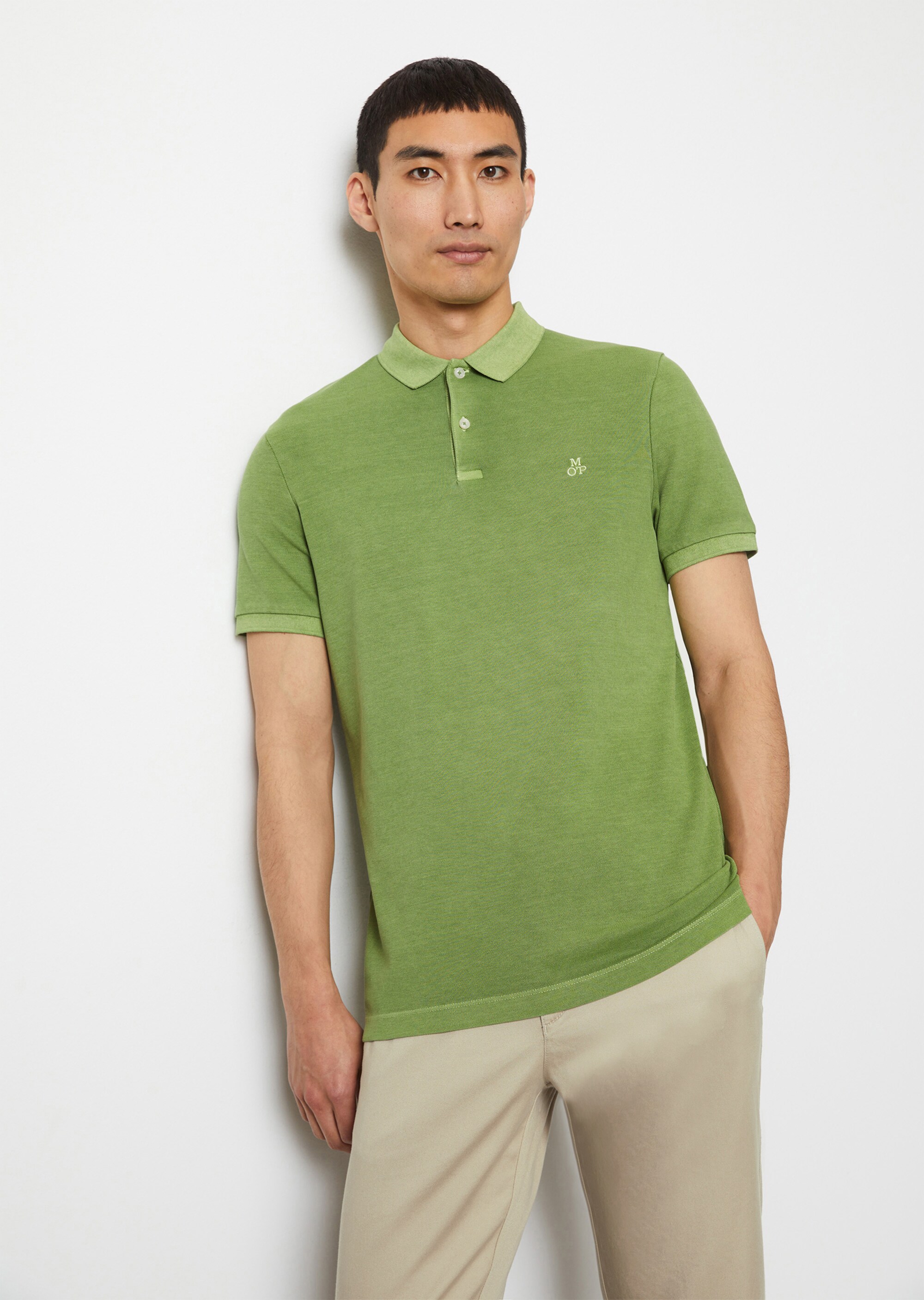 Kurzarm-Poloshirt Piqué shaped aus Organic Cotton-Stretch