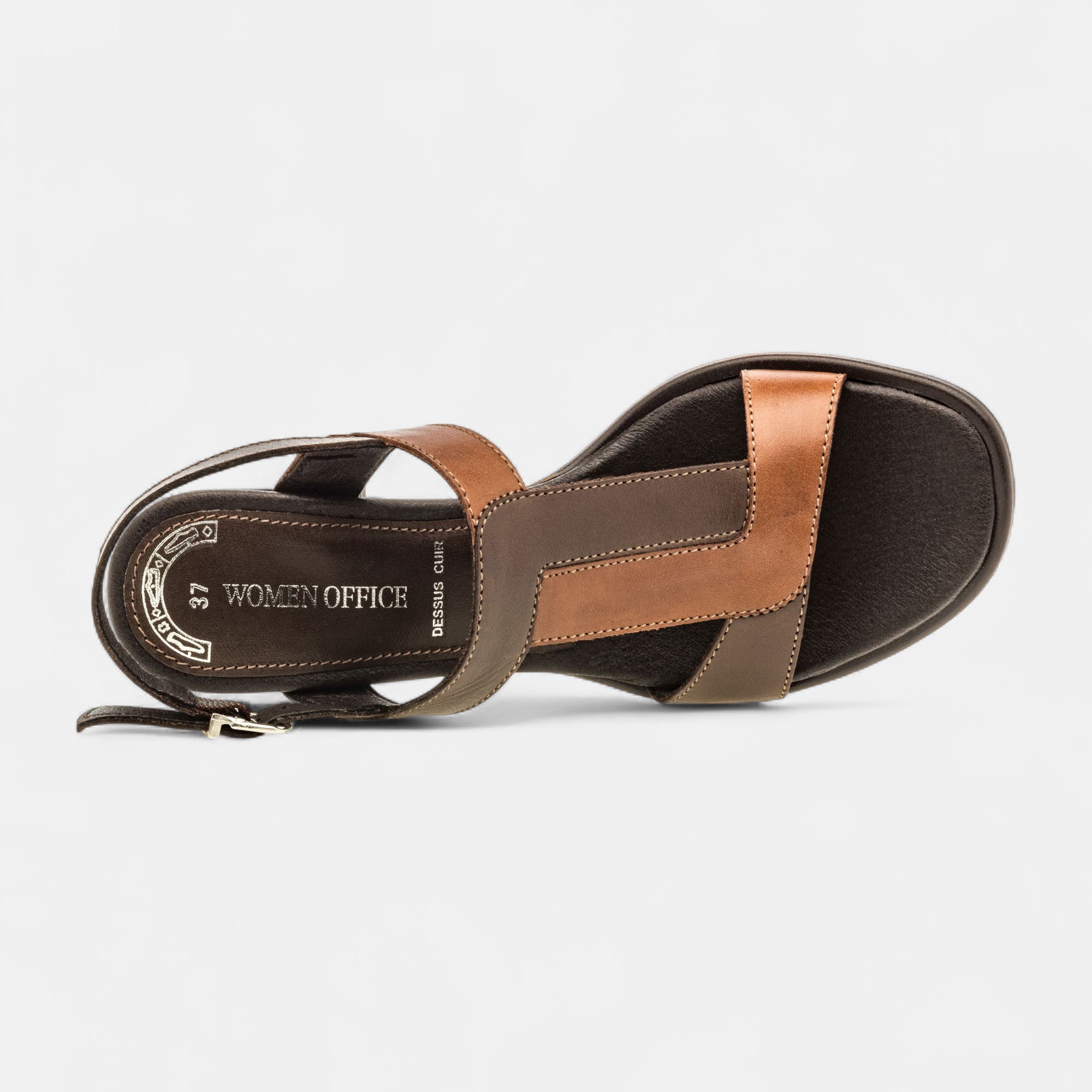 Nu-pieds à talon Femme en cuir marron
