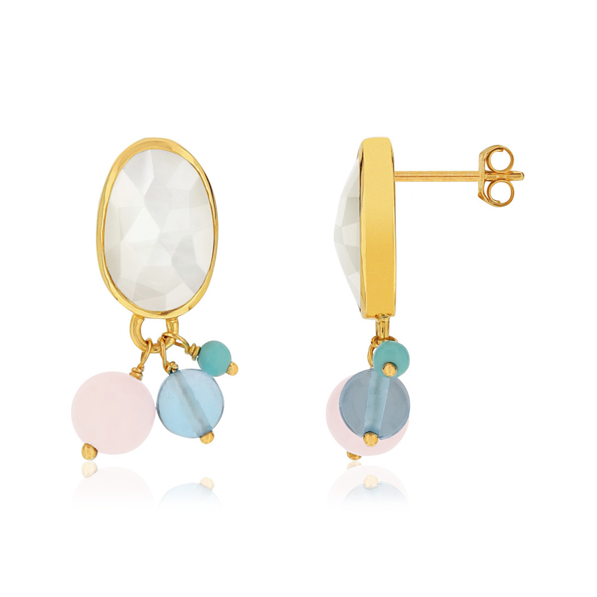 Boucles d'oreilles or 375 pierres fines