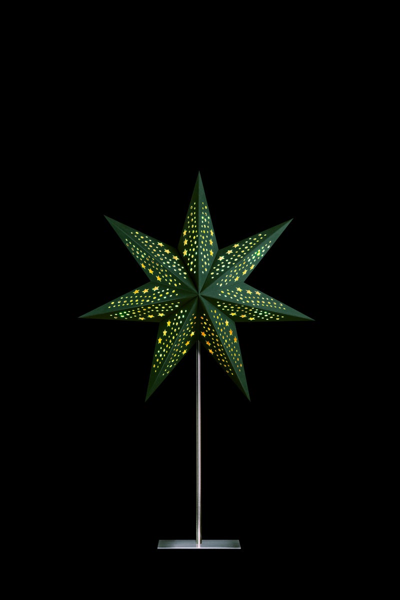 Sterntaler decoratieve ster | Papieren kerstster | Fluweel | Opvouwbare ster met standaard | 45 cm | Binnengebruik | Gloeilamp | Stekker