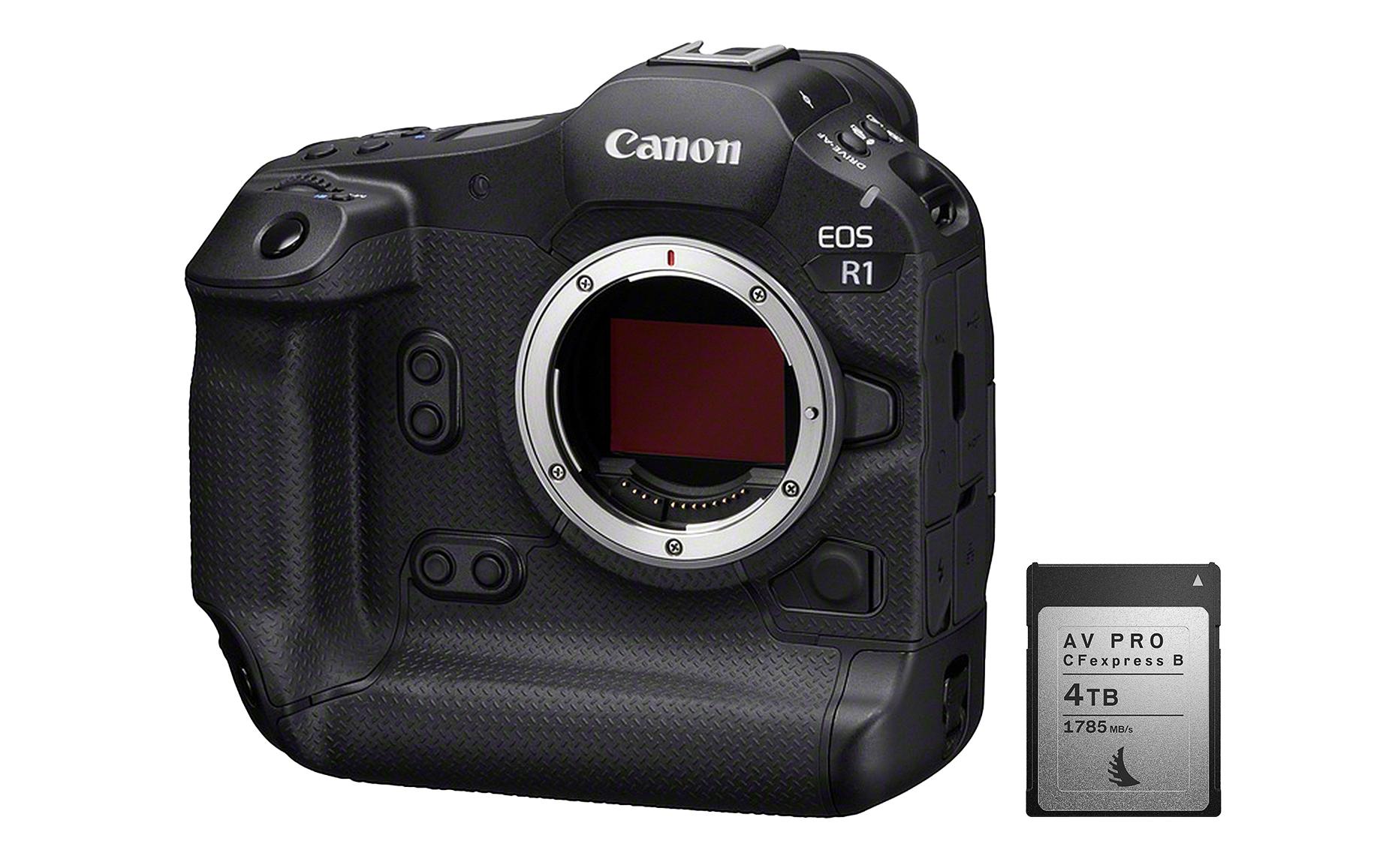 Fotokamera EOS R1 Kit AV PRO MK2 4 TB<br>Leistungsstarke Kamera, geeignet für Sport-, Nachrichten- und Action-Aufnahmen inklusive Speicherkarte