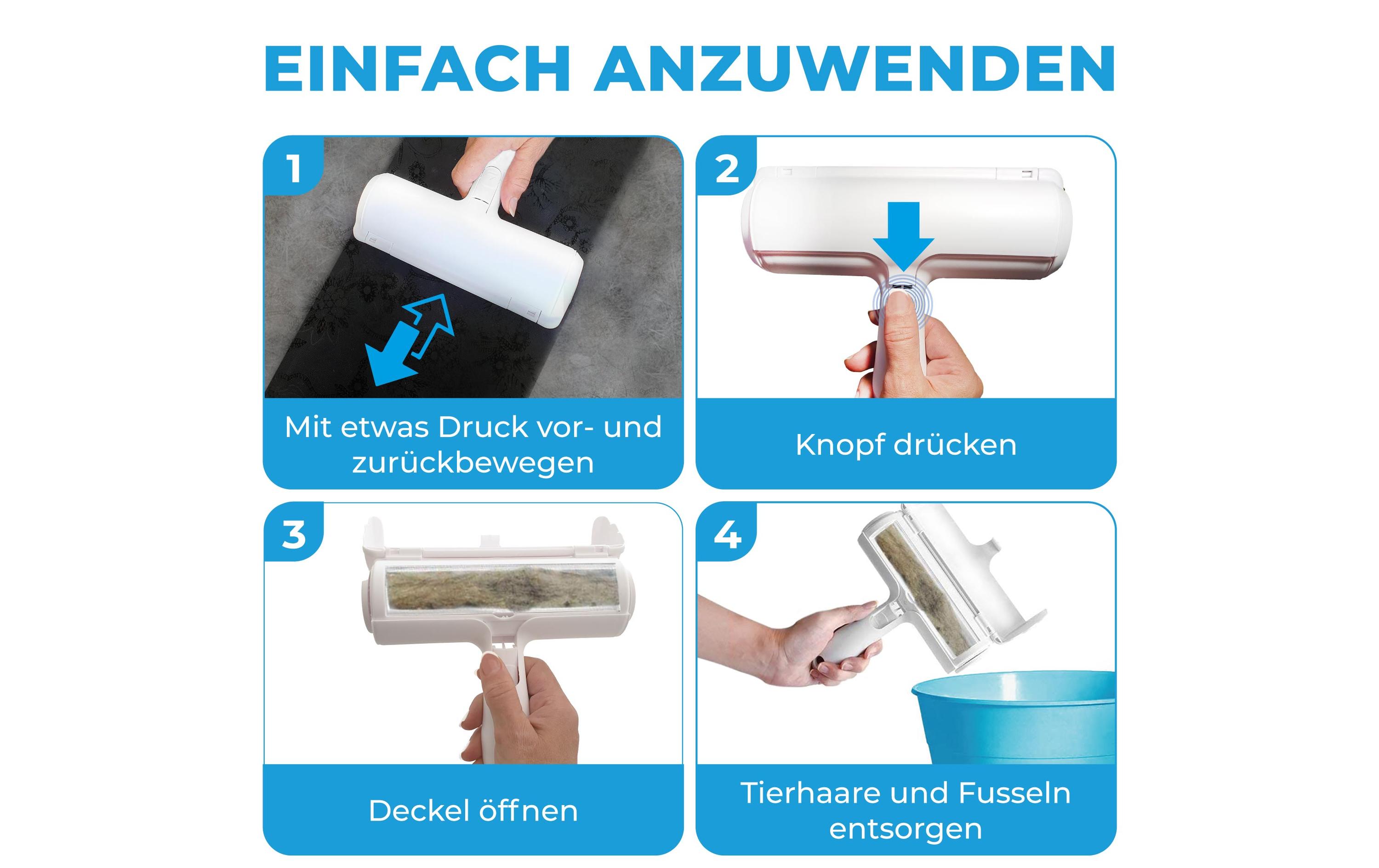 Fusselrolle und TierhaarentfernerMüheloses Entfernen von Tierhaaren und Fusseln