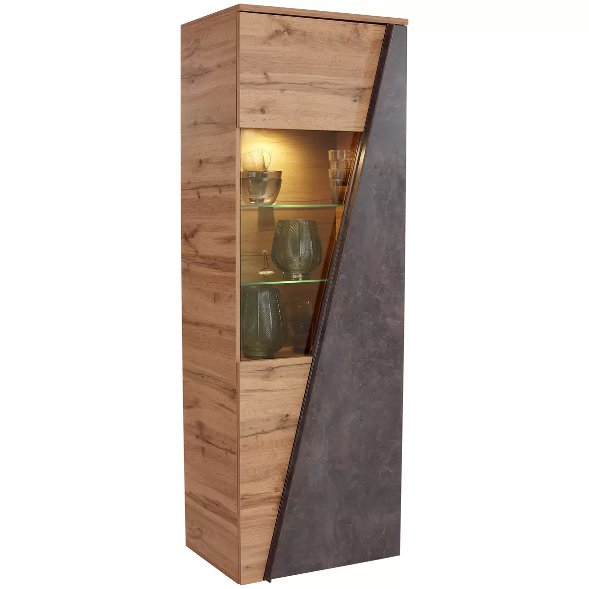Vitrine Venedig Betonoptik,Eiche