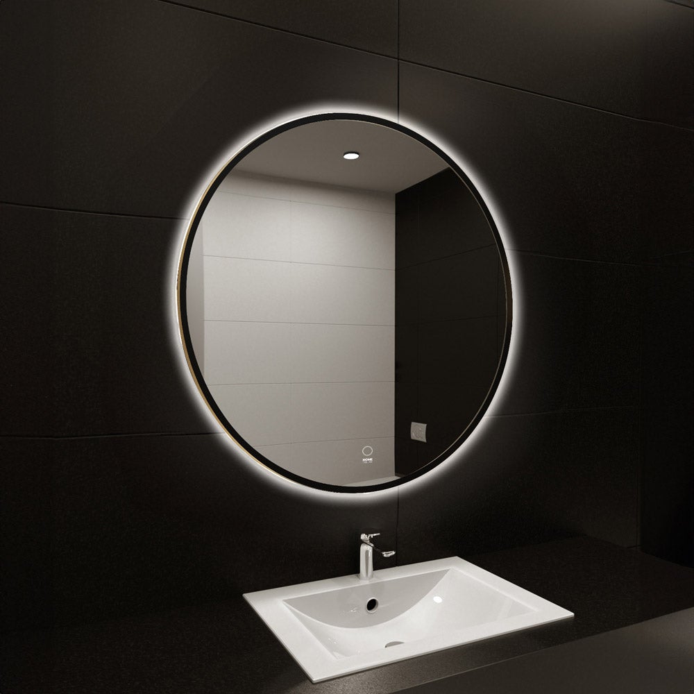 Home Deluxe LED Spiegel Rond DUBI 80 cm - Anti-condens & Dimbaar | Badkamerspiegel, Badkamerspiegel met Verlichting, Wandspiegel
