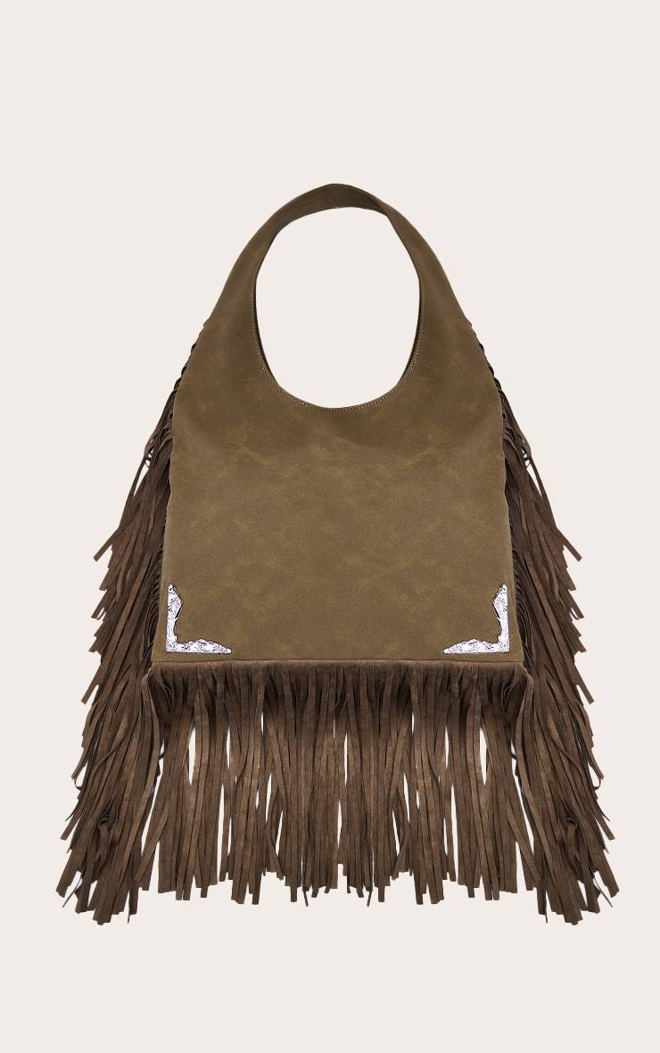 Kaki Sac Cabas À Franges Western En Synthétique