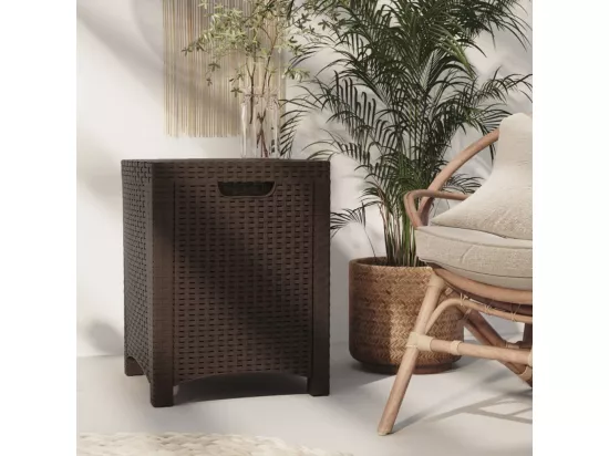 Boîte de rangement de jardin 39x39x46 cm Rotin PP Marron