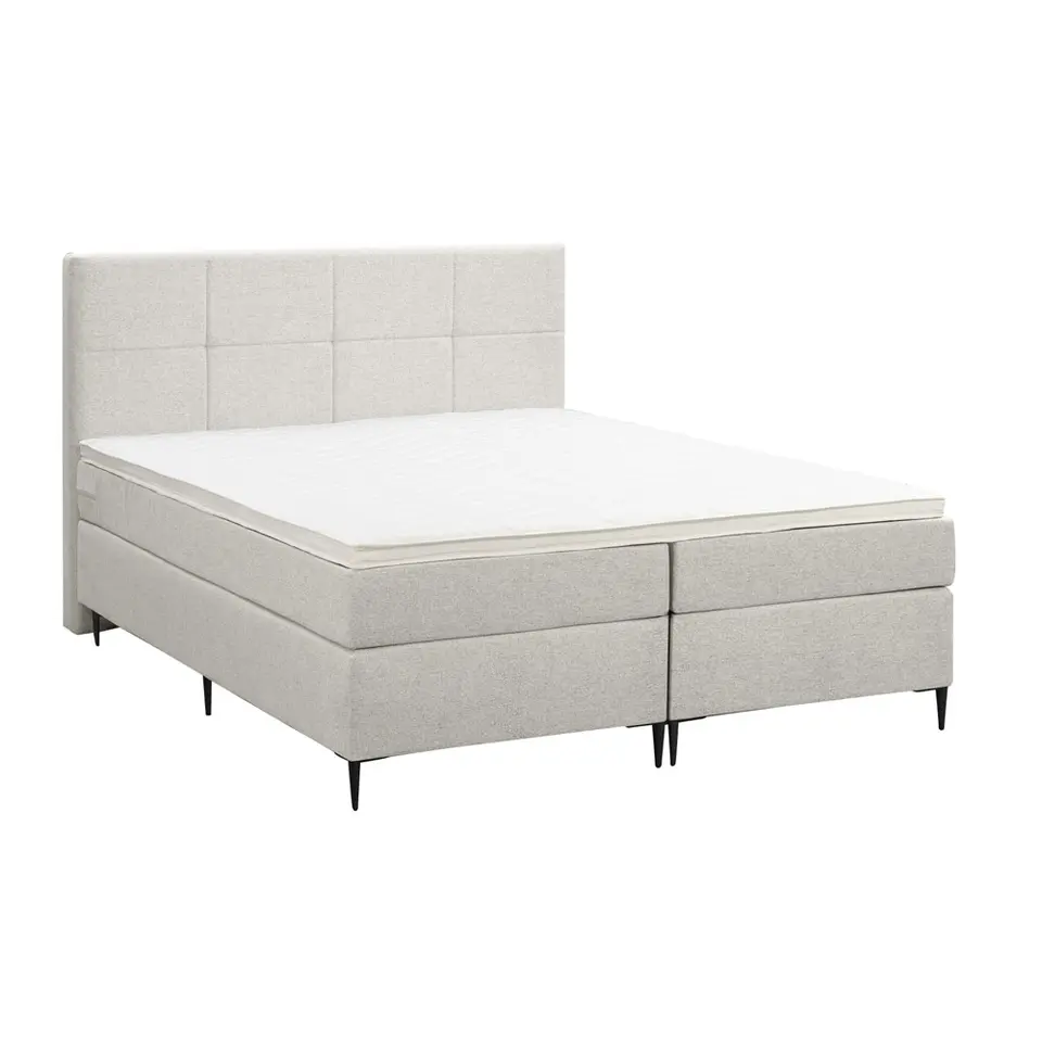 Boxspring Liv geblokt - ecru - 160x200 cm - slanke poot