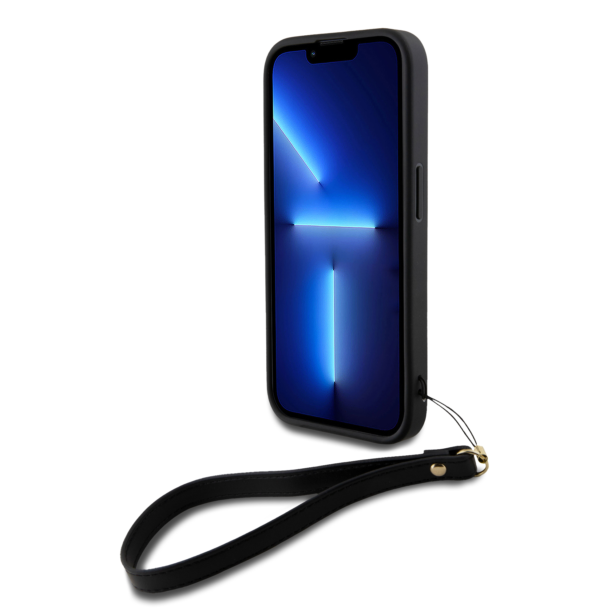 iPhone 15 Pro Hybrid Hardcase Hülle Stock Logo   Handschlaufe (DKHCP15LPBSWSK) - Schwarz