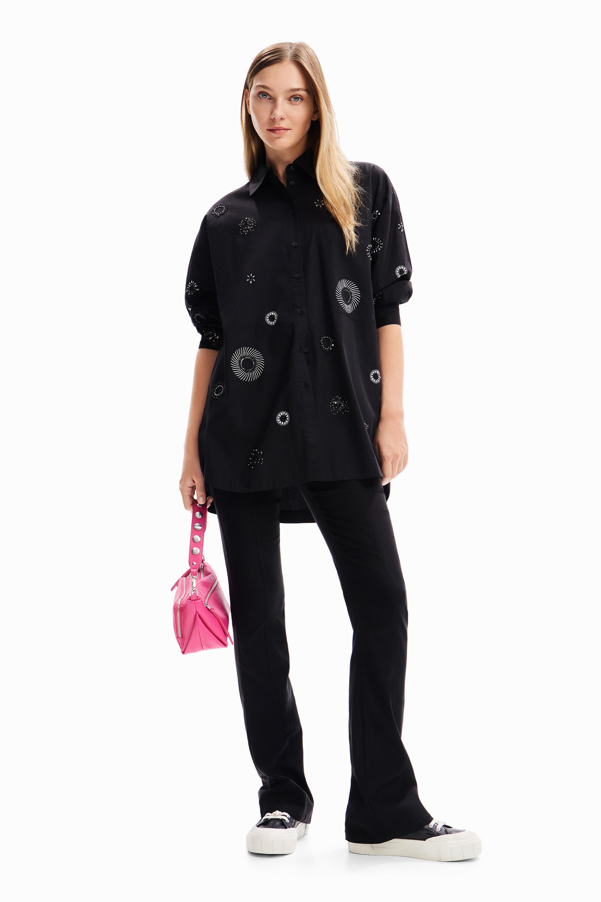 Chemise oversize broderies