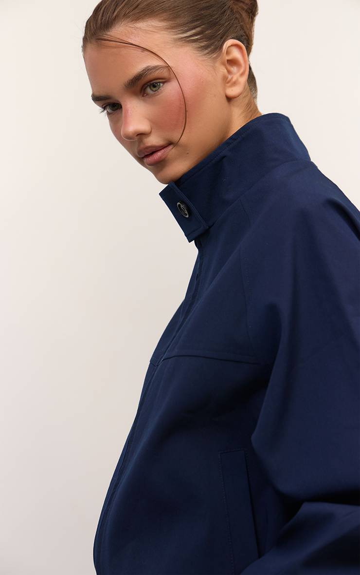 Bleu Marine Veste Bomber Ajustée