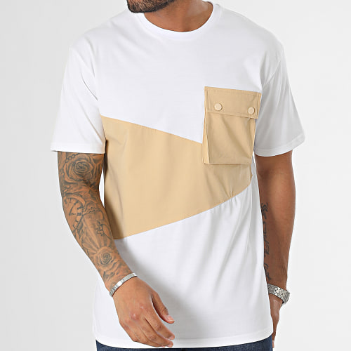 Tee Shirt Poche Blanc Beige