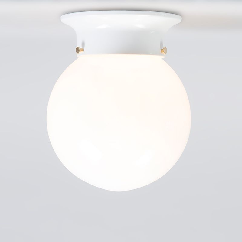 Retro plafondlamp wit opaal glas - Scoop