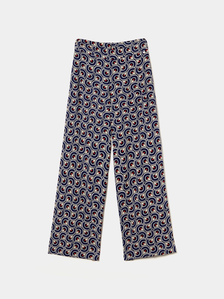 Calças pantalona com padrão geométrico