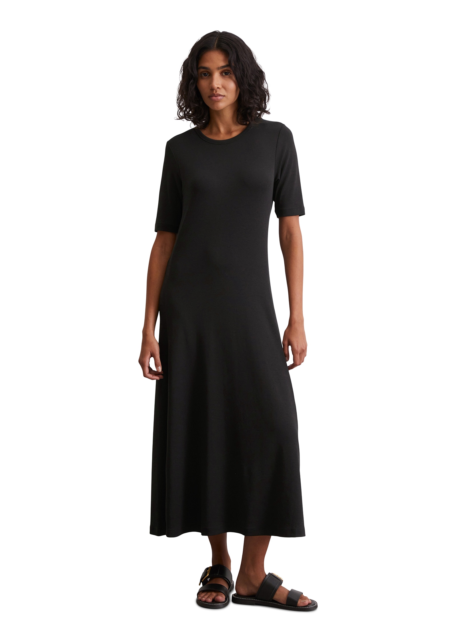 Marc O'Polo Maxikleid in feiner Ripp-Qualität, schlicht, zeitlos, Rock in A-Linie