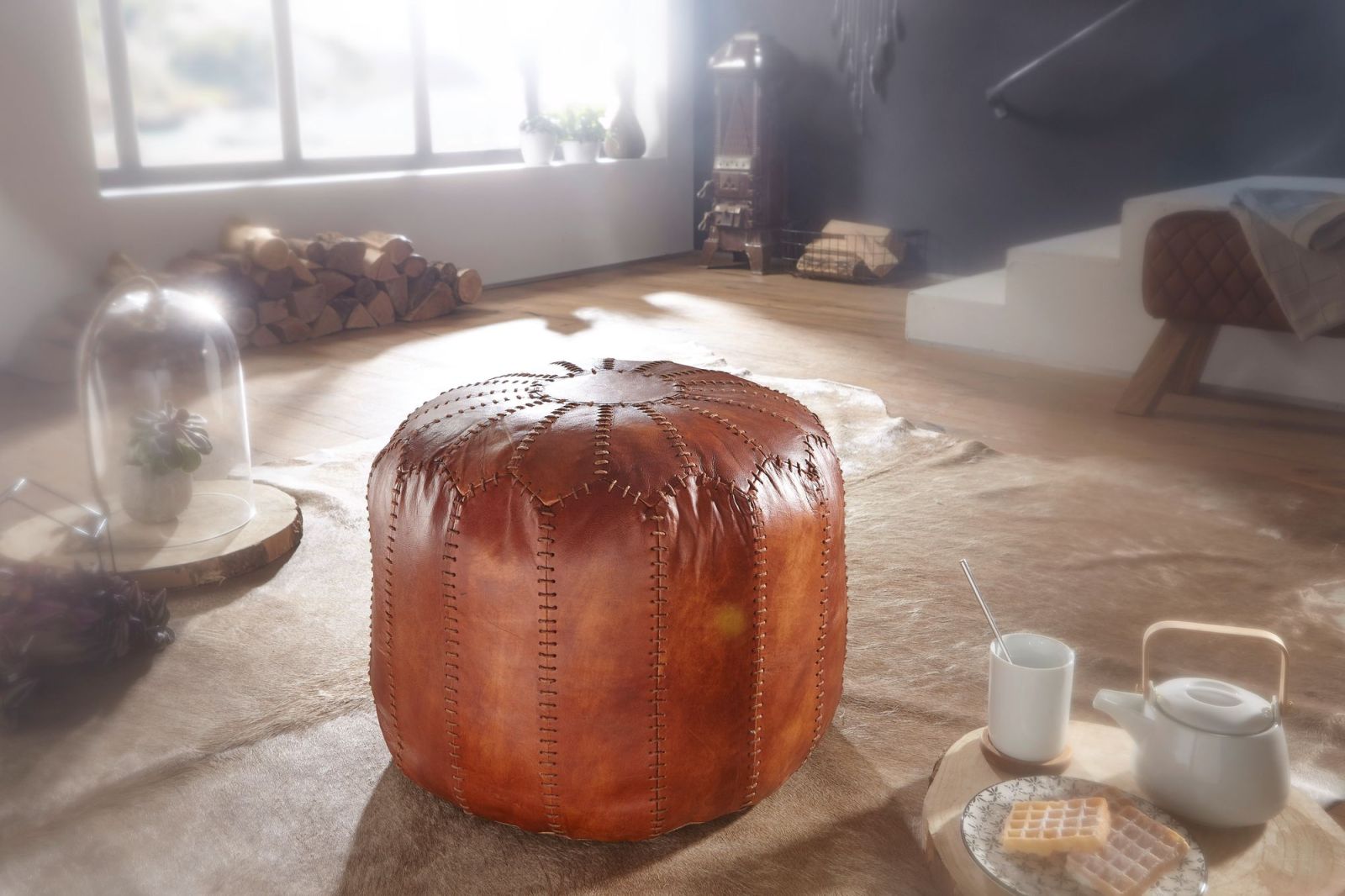 Pouf Sitzhocker - braun - 52 cm