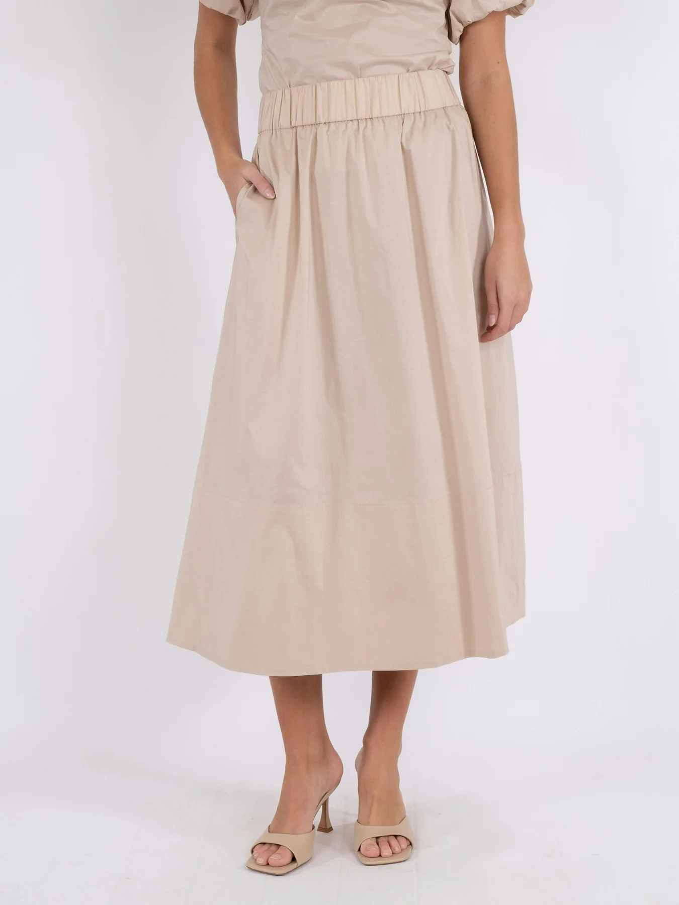 Neo Noir Yara Poplin Skirt dark sand