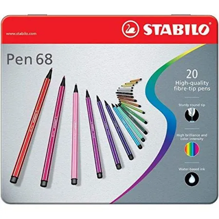 Premium-Filzstift - STABILO Pen 68 - 20er Metalletui - mit 20 verschiedenen Farben