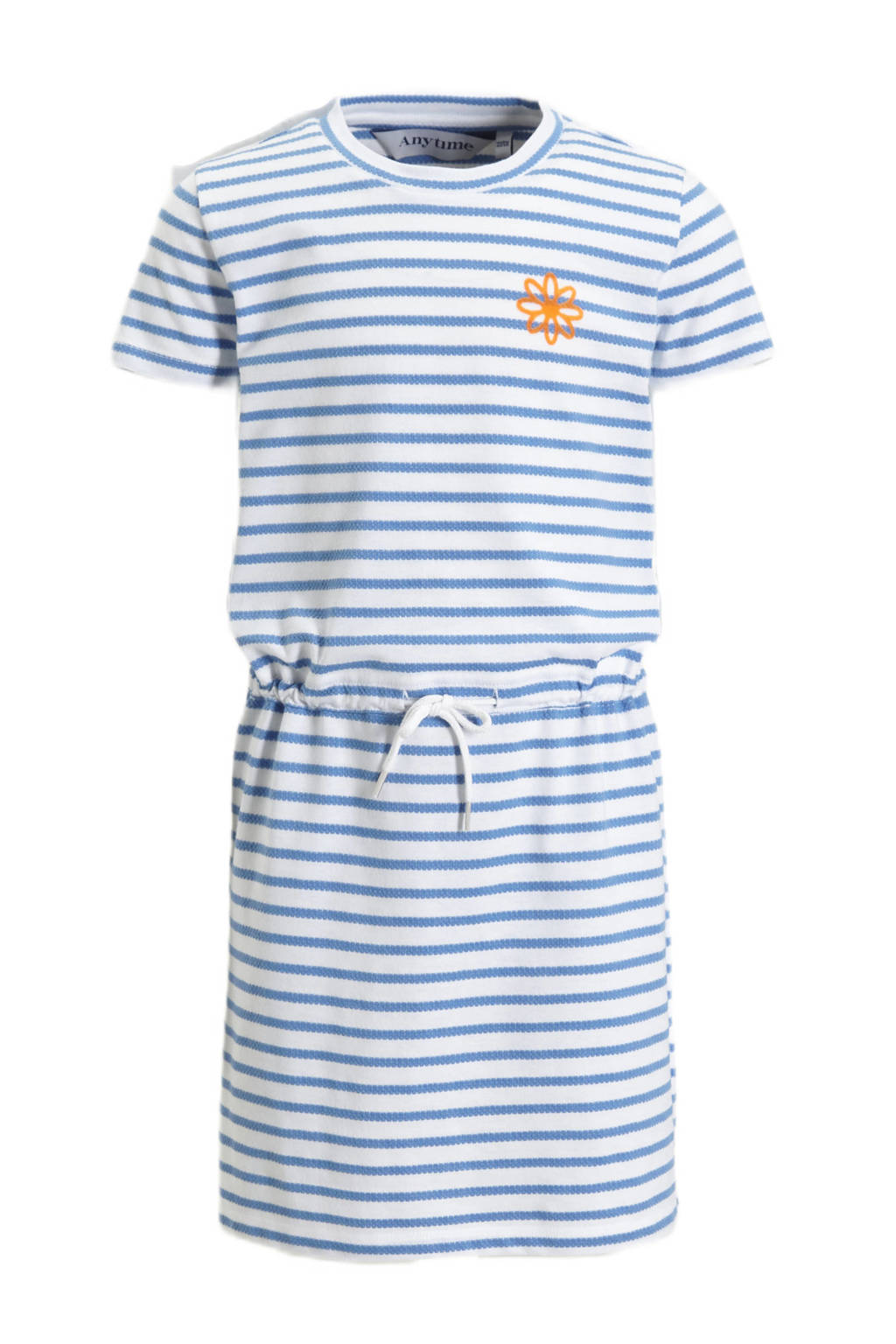 anytime gestreepte jurk wit/blauw