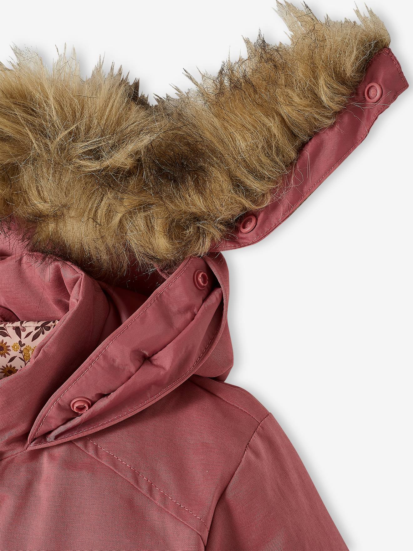 Parka com capuz 3 em 1, verde-escura lisa para meninas