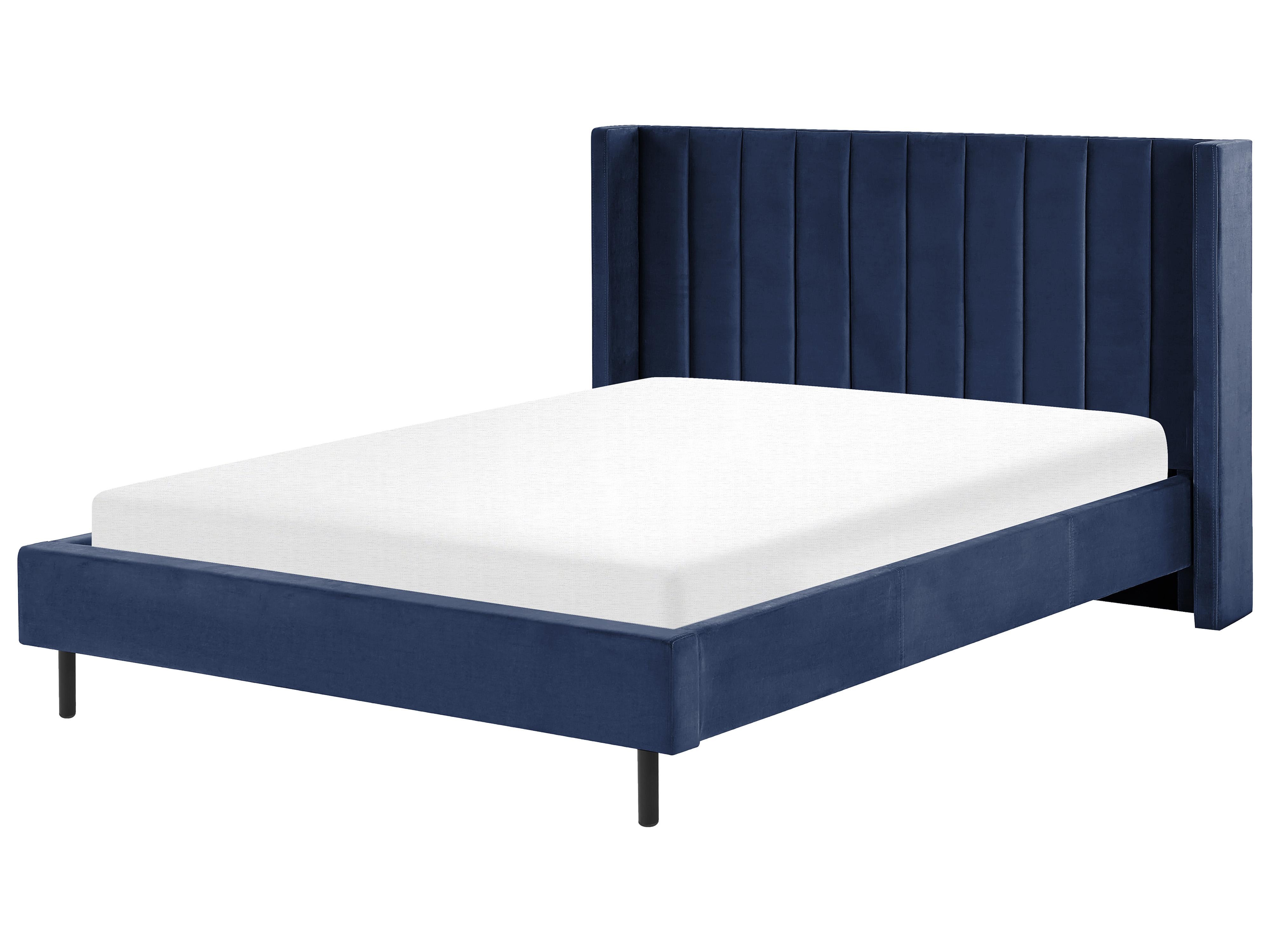 Bed Fluweel VILLETTE 160 x 200 cm Marineblauw