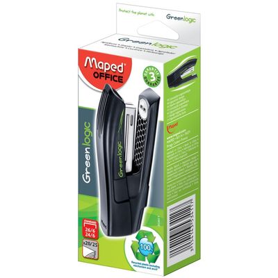 Maped - Agrafeuse Greenlogic Half Strip noir - capacité de 25 feuilles - agrafes 24/6 ou 26/6