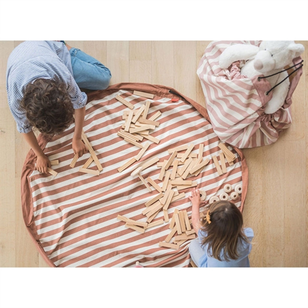 2-i-1 Legetæppe Stripes Brown - Play&Go