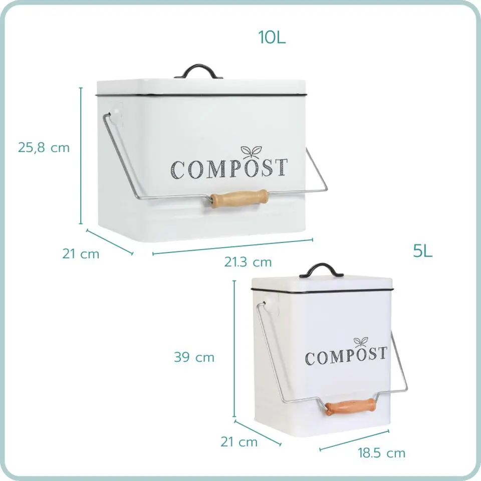 Nordix Compostbak met Deksel Set van 2 GFT Afvalbakje Aanrecht Keuken Prullen...