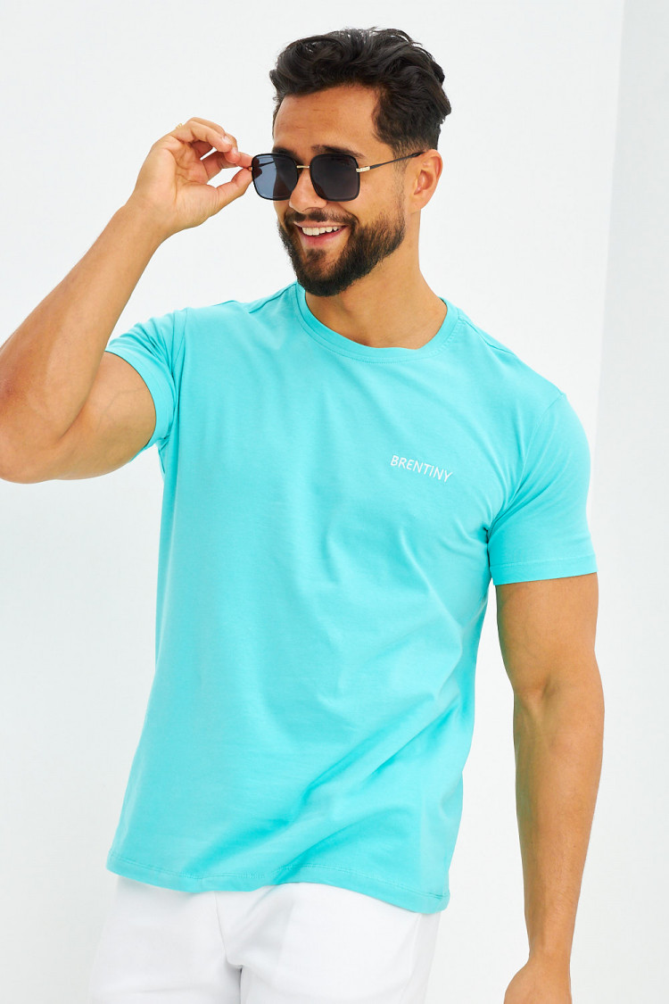 T-shirt basique logo Brentiny brodé vert d'eau