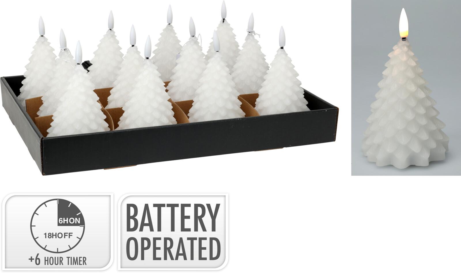 BOUGIE LED SAPIN D.11CM BLANC