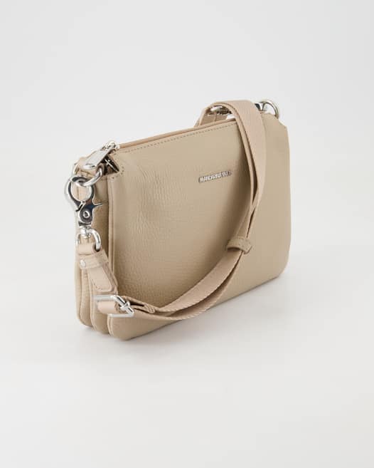 Mandarina Duck Mellow Leather Pochette Umhängetasche in Beige
