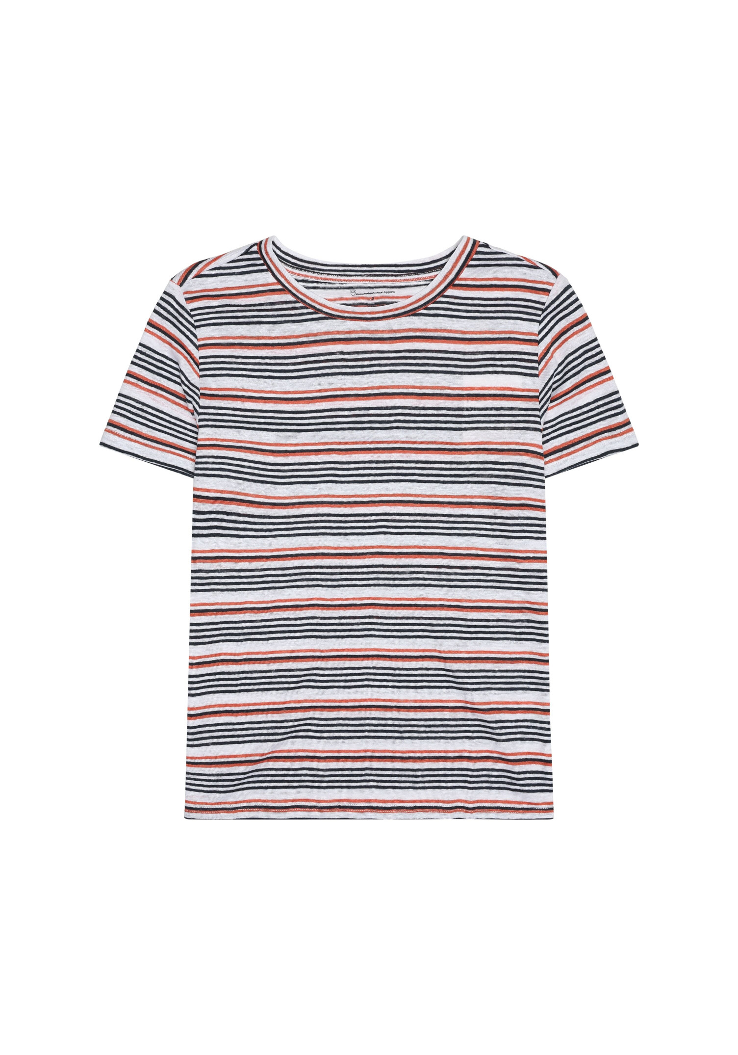 Knowledge Cotton Apparel Leinen-T-Shirt Reg Linen White Stripe