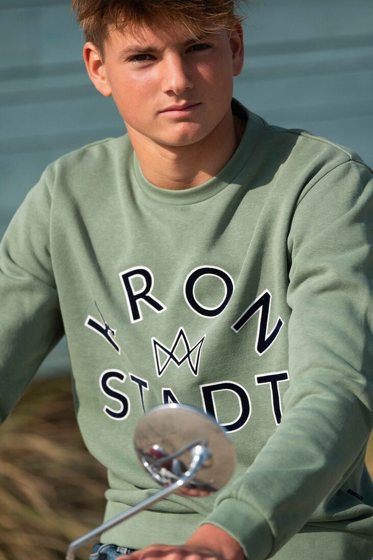 KRONSTADT groene kronstadt sweater lars organic/recycled flock print crew