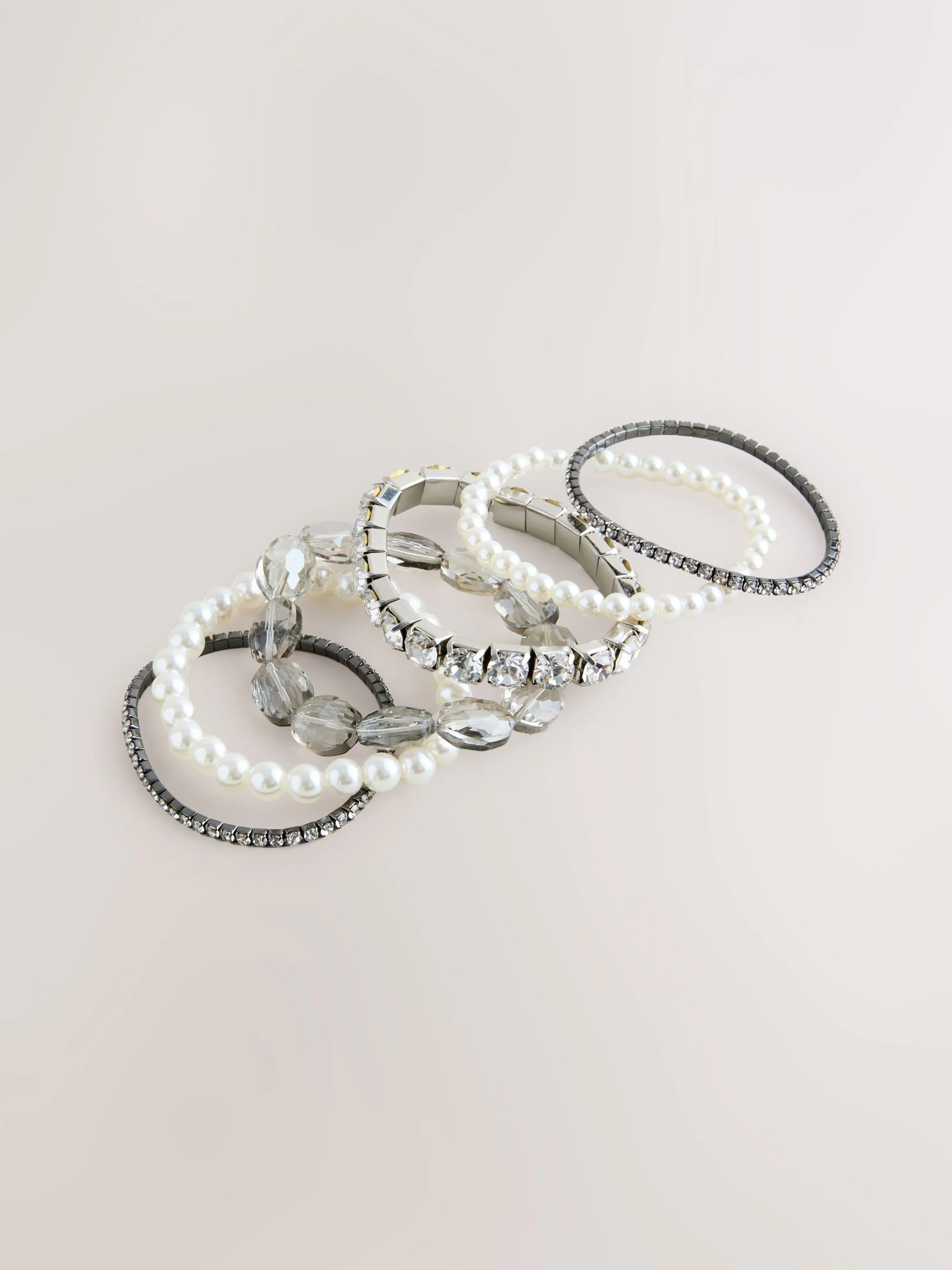 Parelwit - Pearl Effect Sparkle Stretch Bracelet Pack
