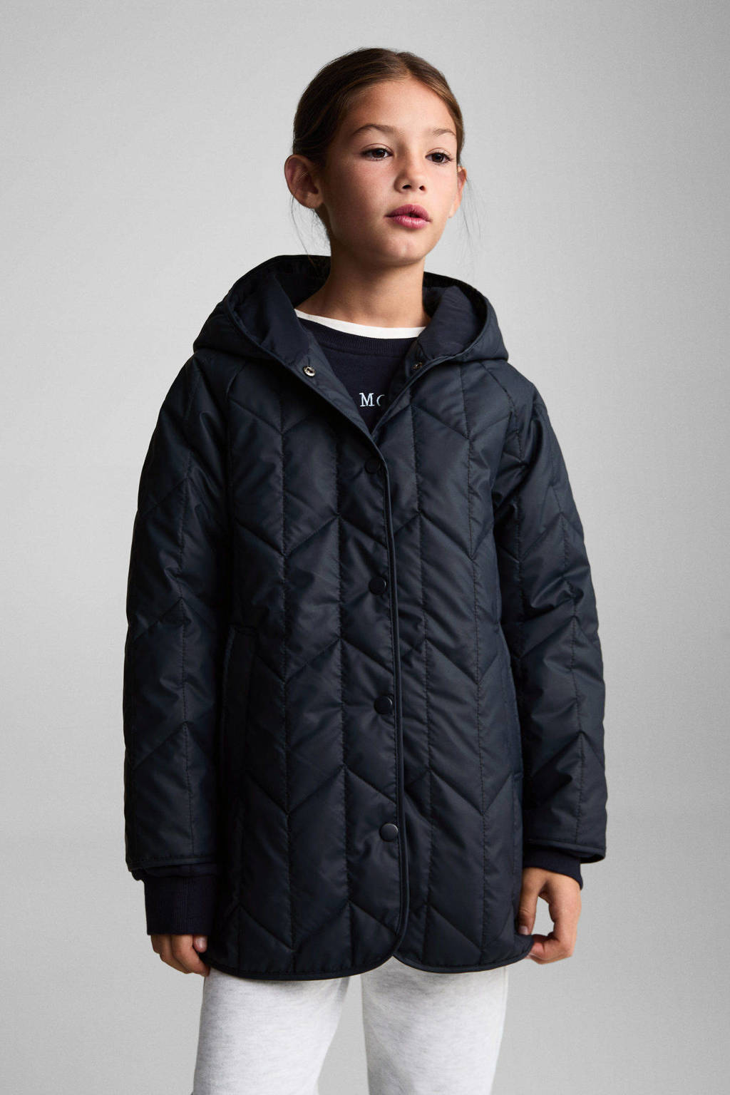 Mango Kids gewatteerde winterjas donkerblauw