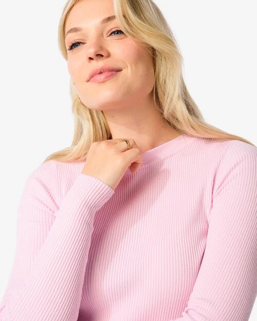 haut femme Louisa côtelé rose