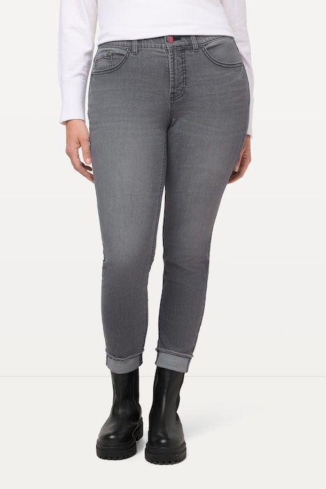 Jeans Sarah, Fransensaum, Zierband, Elastikbund, recycelt