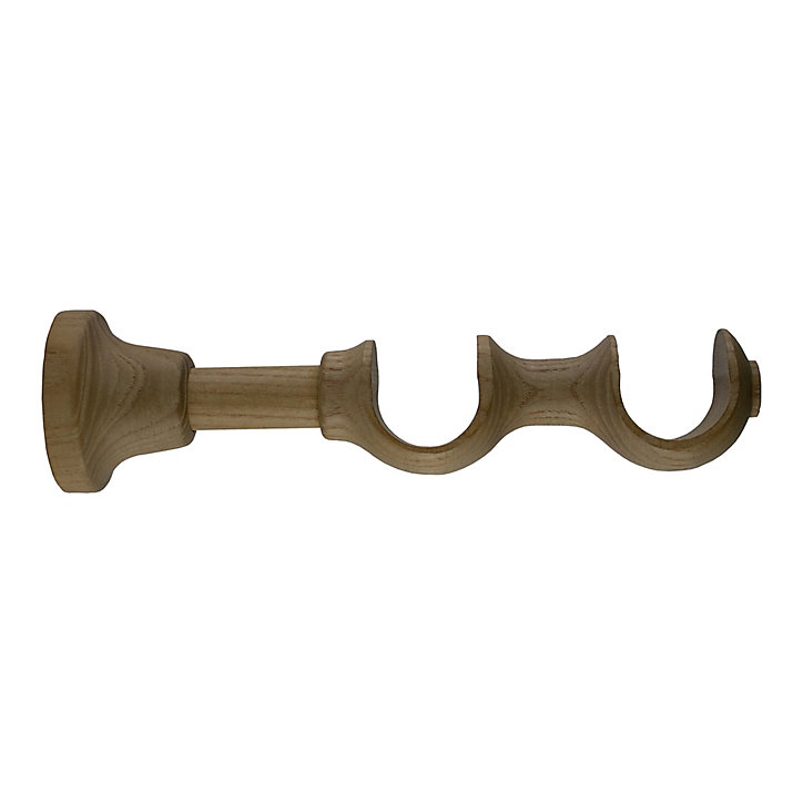 Support long pour barre à rideau double GoodHome 28 mm Symi naturel