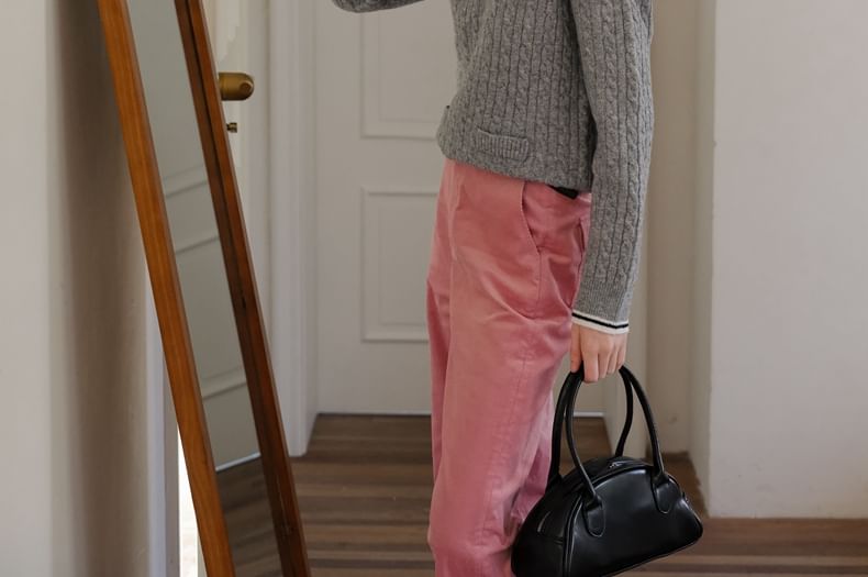 Sincethen - Mid Rise Plain Corduroy Loose Fit Broek
