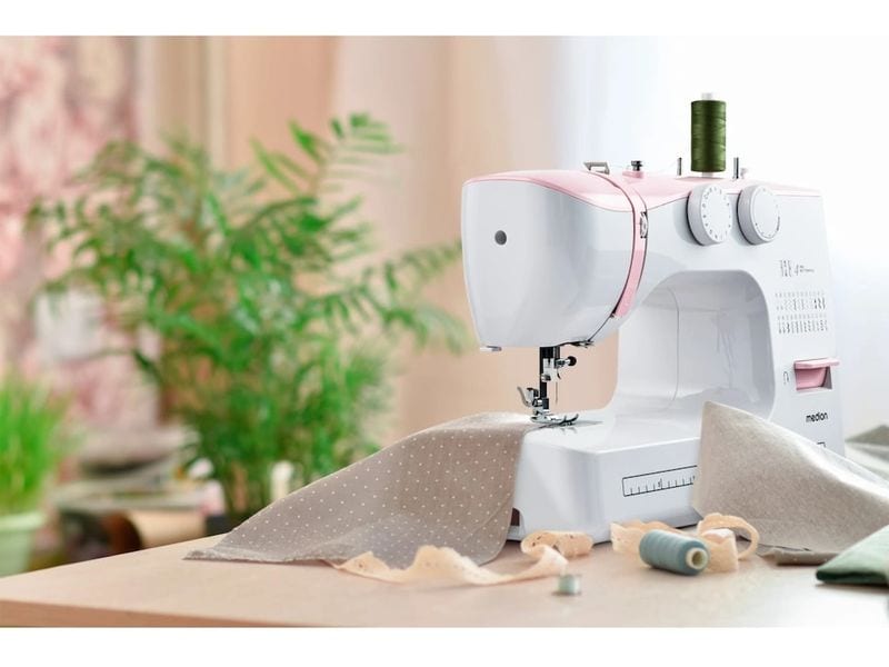 Medion Nähmaschine Life SM60 Weiss/Rosa Nähmaschine mit einer Motorleistung von 60 Watt
