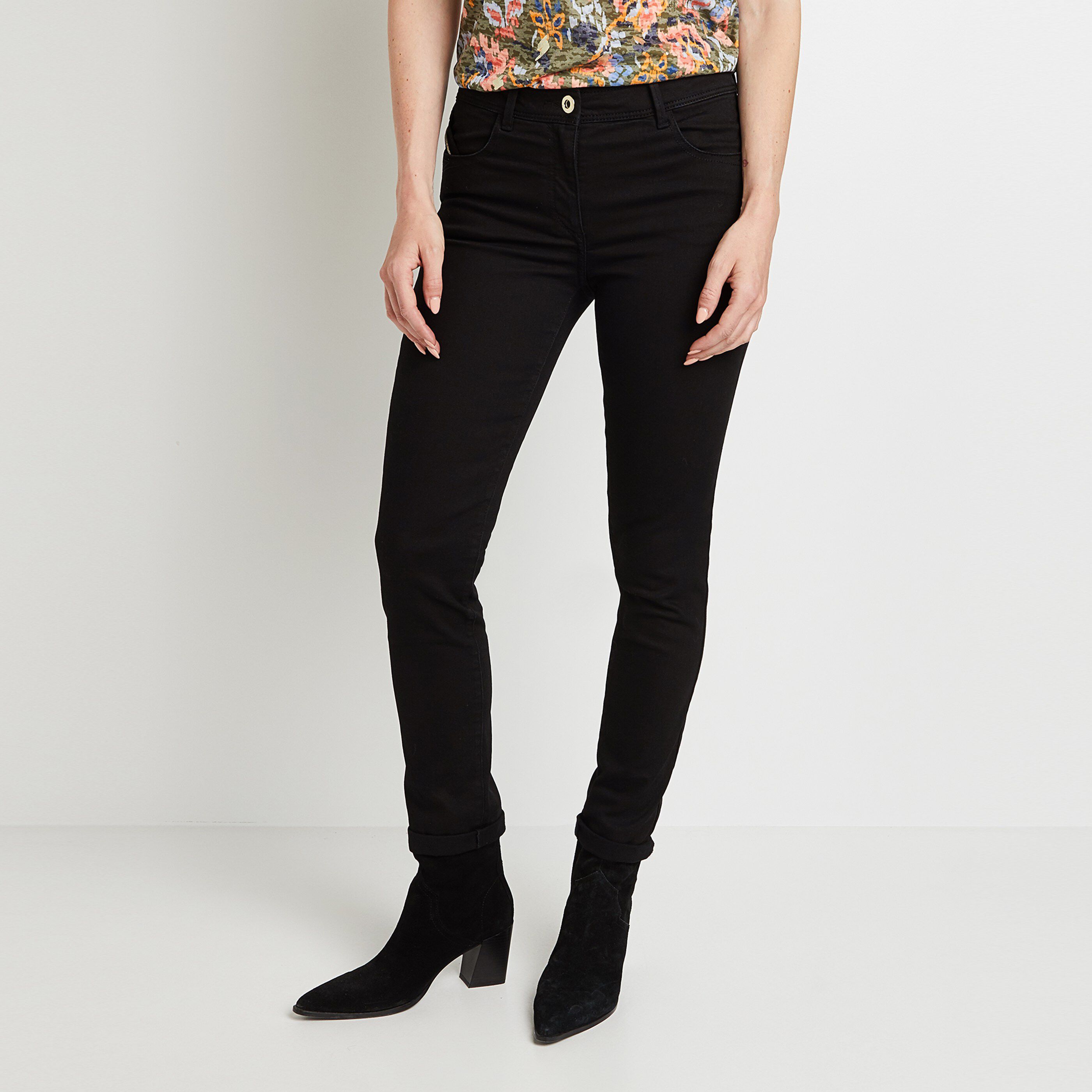 Jean slim TOKYO raccourci femme - BLACK