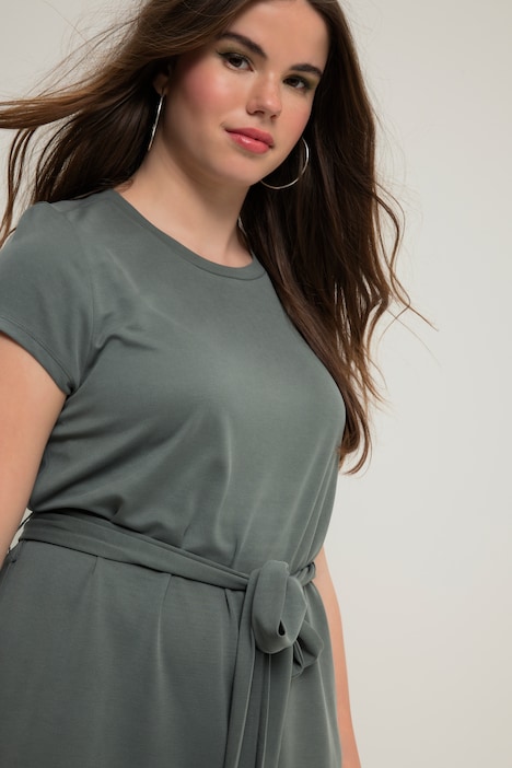 Midikleid, A-Line, Jersey, Rundhals, Halbarm