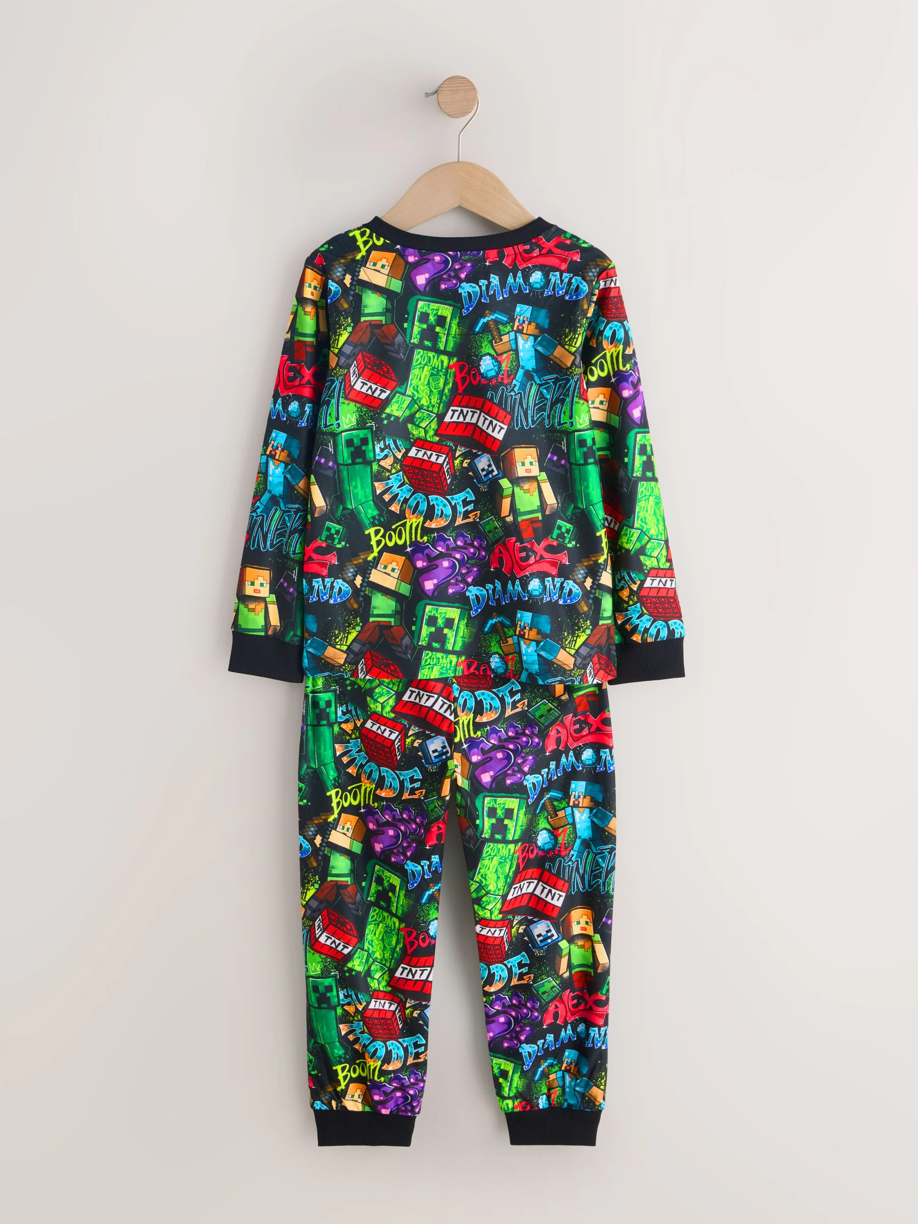 Black/Green/Red/Yellow Minecraft - Single Cosy Fleece License Pyjamas (5-16yrs)