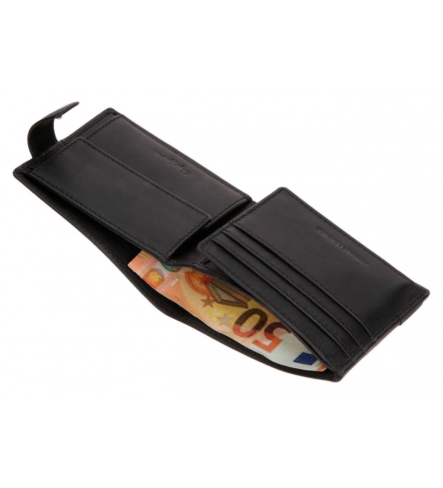 Carteira vertical Pepe Jeans Topper em couro preto com fecho de clique